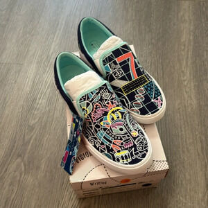 Agency EA x Bucketfeet Canvas Slip On Funky Shoes Size 9W/7M new in box